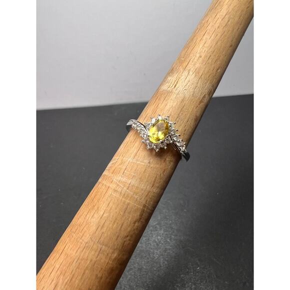 NEW Sunfire beryl and zircon ring in platinum over sterling silver size 6 - Picture 11 of 11